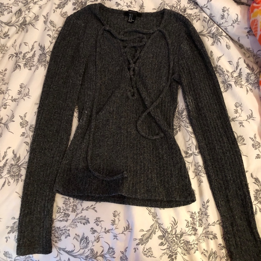 lace up long sleeve top
